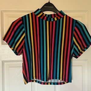 BOGO ⚡️ Retro stripes mock neck crop top